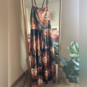 Floral Maxi Dress in Black and Brown